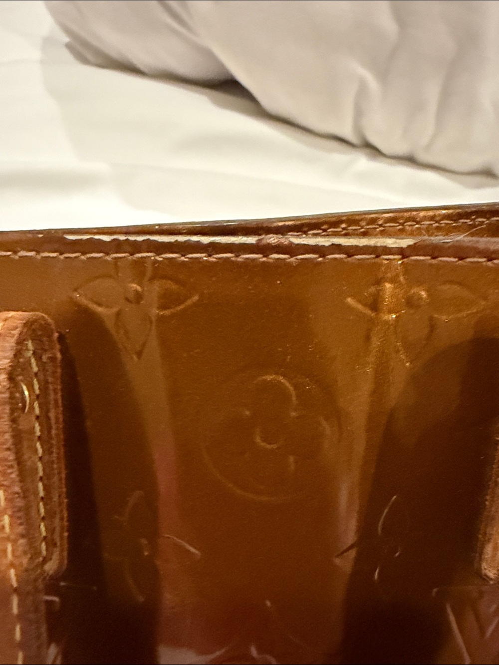 Louis Vuitton Monogram Vernis Tote Metallic Bronze Copper Patent Leather - Picture 5 of 16